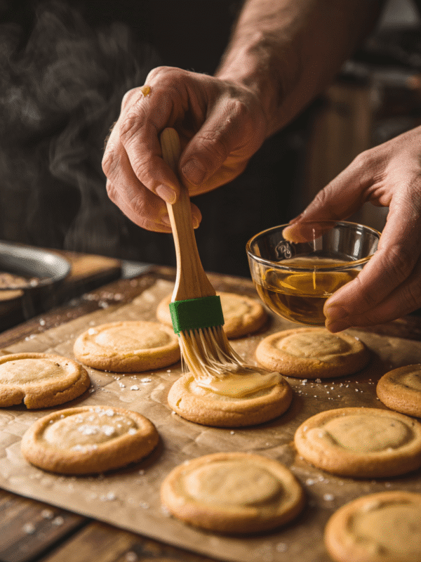 brushing cannabis oil on warm cookies